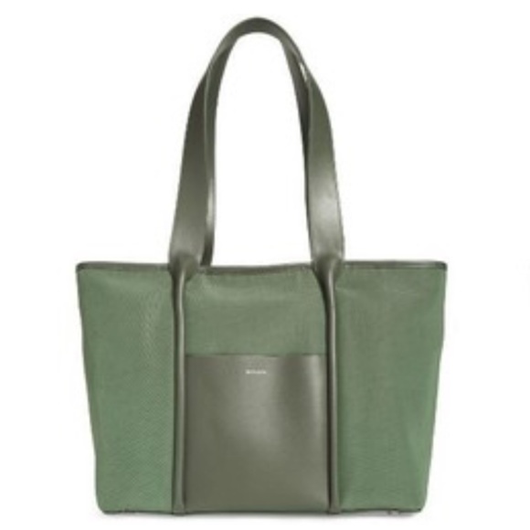 Skagen Handbags - Skagen Lisabet Leather Canvas Tote Hunter Green